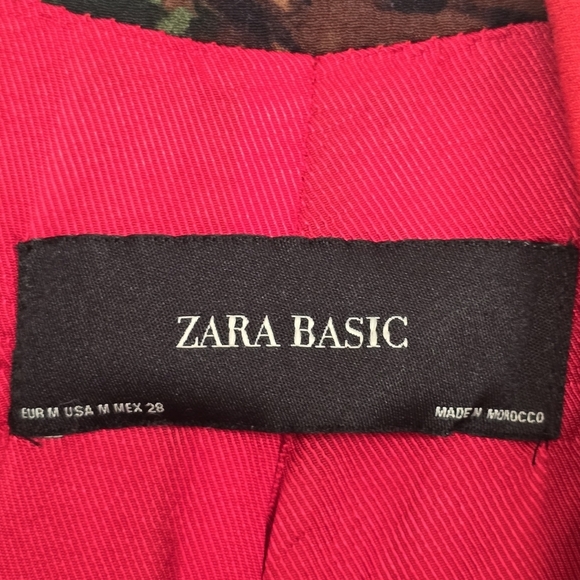 Women’s Red Black Oversized Floral M Open Front Relaxed Work to Weekend Blazer - Picture 4 of 12